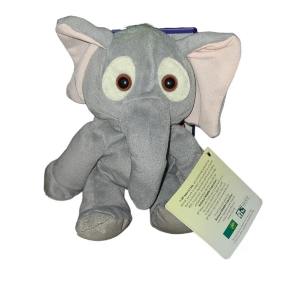 Vintage Amoco Asian Elephant Plush 7" Gray Endangered Wildlife Friends 2000